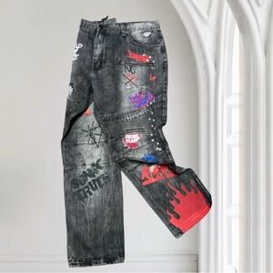 Men's Makobi Big & Tall Faded Black Denim Pants NWT